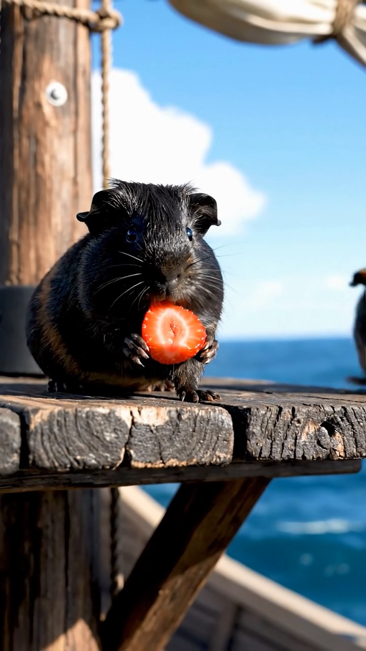 991. Highly detailed view of 1 smooth-haired Himalayan guinea pig with White fur, munching bell peppers, in a vegetable garden, under bright sunlight, creating a colorful scene.