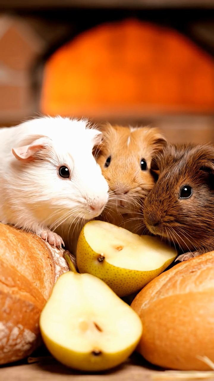 992. Realistic scene of 2 smooth-haired Californian guinea pigs with Orange and Black fur, dressed as tailors, sewing shirts, in a guinea pig atelier, under warm lamplight, creating a creative atmosphere.