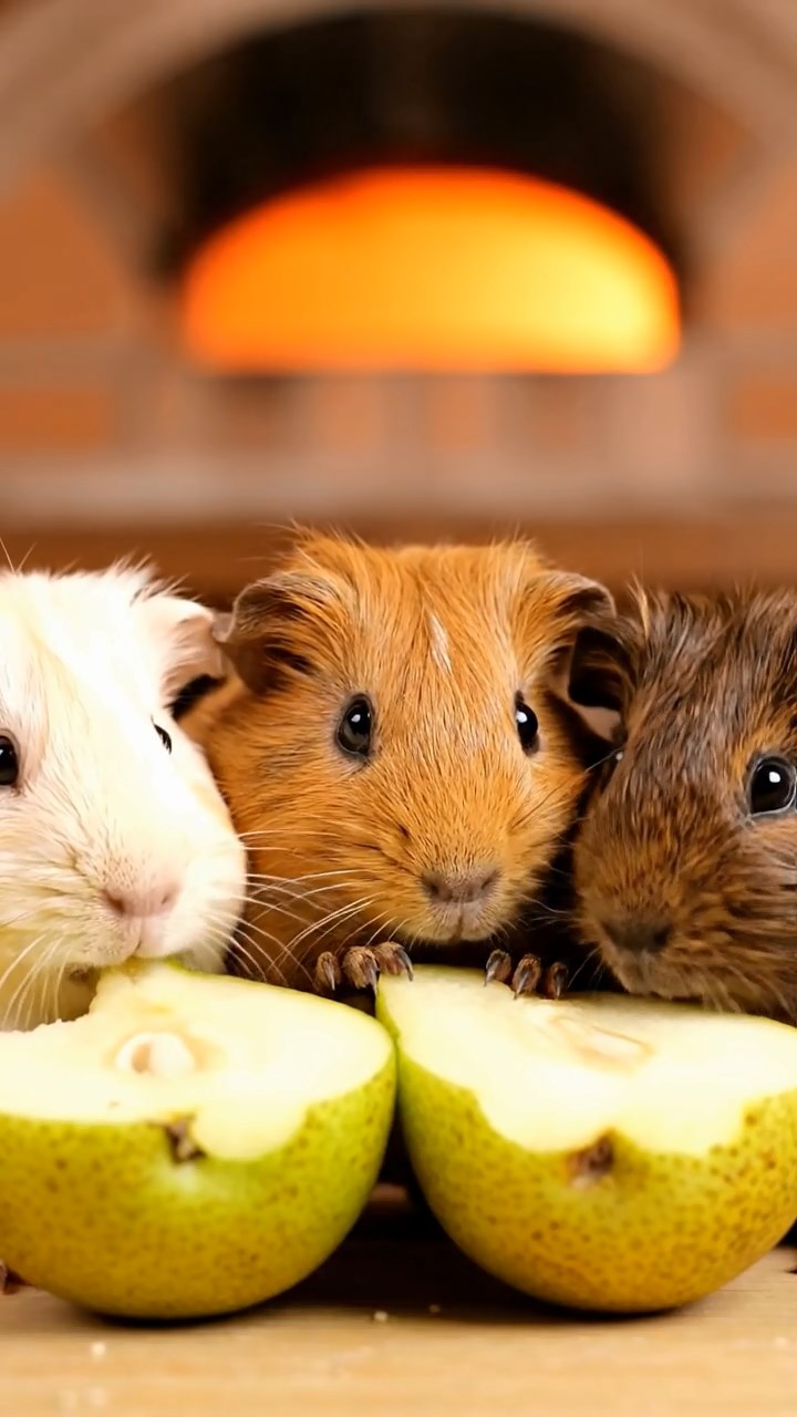 992. Realistic scene of 2 smooth-haired Californian guinea pigs with Orange and Black fur, dressed as tailors, sewing shirts, in a guinea pig atelier, under warm lamplight, creating a creative atmosphere.